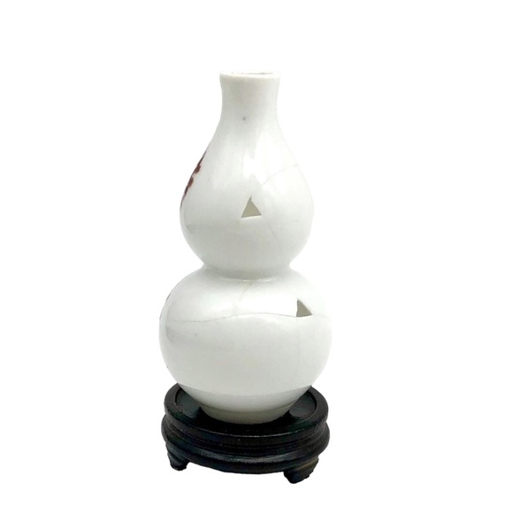 Coming Soon Kintsugi Vase Double Gourd Eggshell Porcelain Gold Crack Growth Gift - Picture 5 of 12